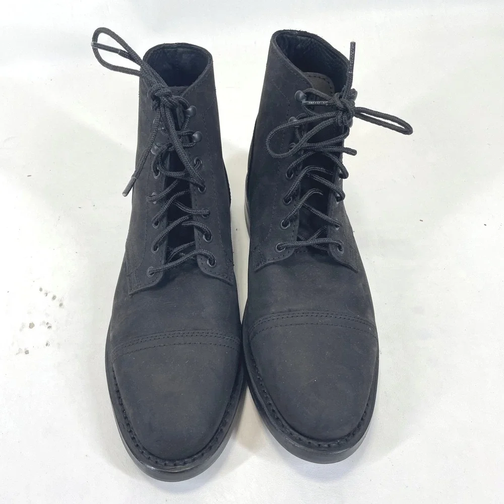 Thursday Boot Co Captain Matte Black Rugged Leather Cap Toe Boots Mens 10 US
